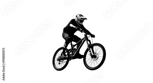 Mountain Biker in Action Pose.
