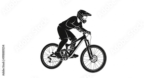 Mountain Biker in Action Silhouette.