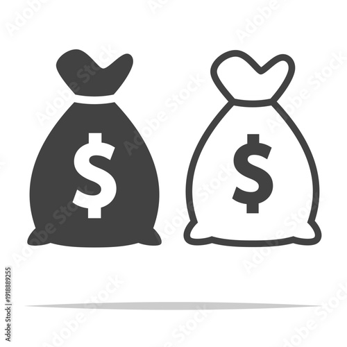 Money bag sack icon transparent vector isolated illustration