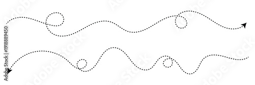 Long squiggle dashed, dotted line arrow vector icon .Vector illustration .