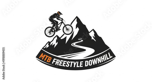 Mountain Biker Freestyle Downhill Logo.