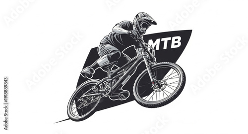 Mountain Biker in Action Illustration.