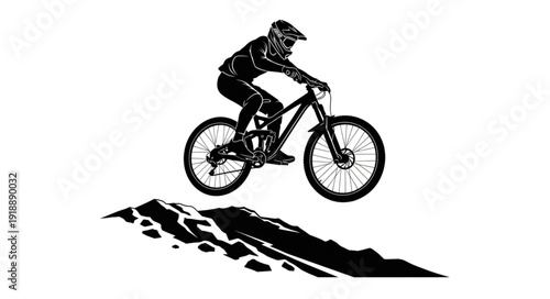 Mountain Biker in Action Pose.