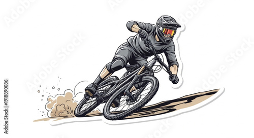 Mountain Biker in Action Pose.