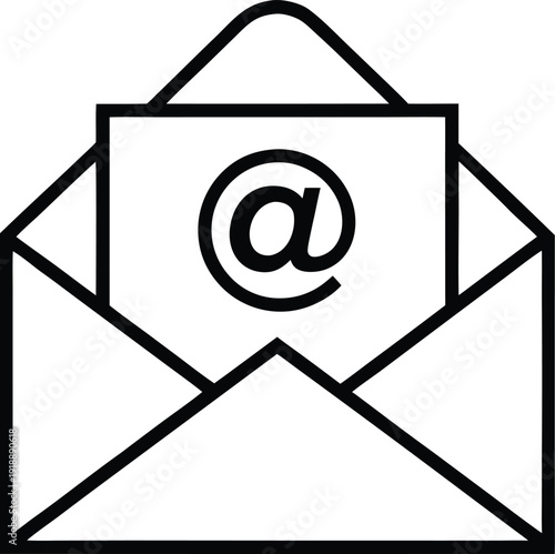 Open Envelope Email Icon Silhouette
