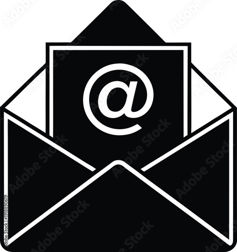 Open Envelope Email Icon Silhouette
