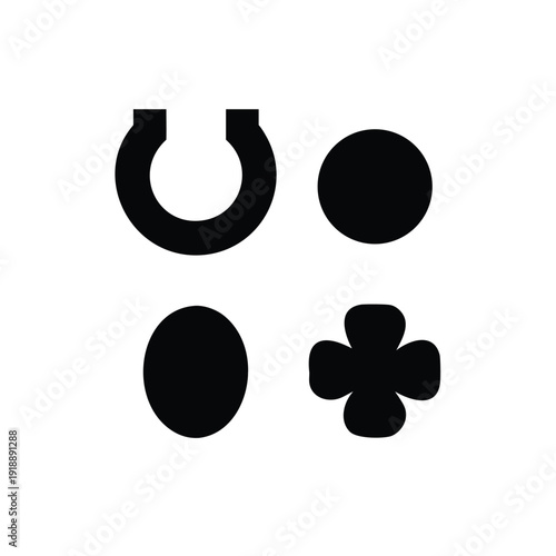 Cute collection of lucky charms with clover badges and festive symbols Vector illustration