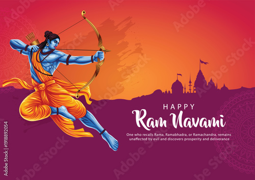 Spring Hindu festival happy Shree Ram Navami wishes greeting. abstract Vector illustration design