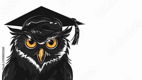 Wise owl with graduation cap education and knowledge concept illustration