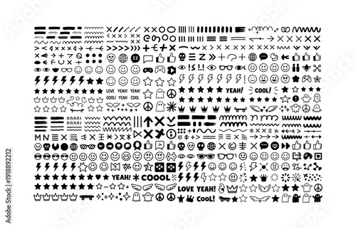 Large Collection of Hand- Drawn Doodle Icons and Symbols hand-drawn drawings