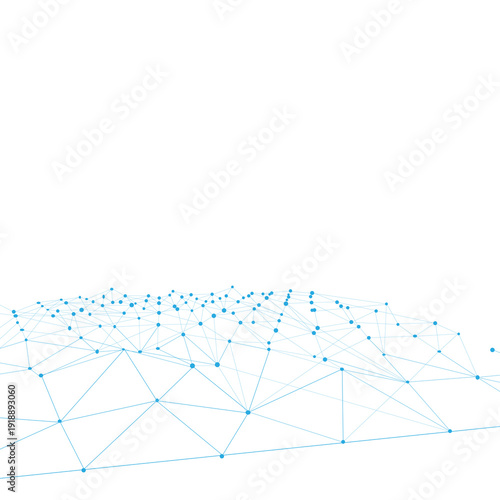 Abstract blue geometric network structure, digital data connectivity and neural link concept, isolated on transparent background