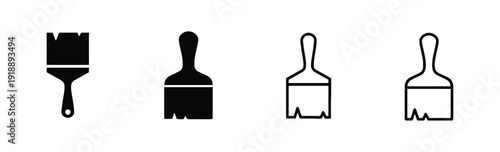 Collection of paint brush icons in solid and outline styles for art and creativity