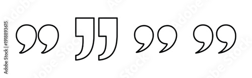 Collection of quotation marks in different styles for text formatting and dialogue representation