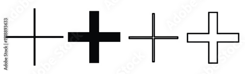 Collection of plus sign icons for addition and cross symbol vector