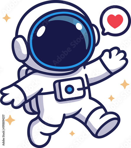 An astronaut joyously waddles through space, beaming with happiness and charmingly illustrating the whimsical and adventurous spirit of cosmic exploration.