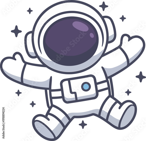 This simple illustration of a floating astronaut in a star-filled space creates a sense of tranquility and wonder, showcasing the exploration of the unknown.