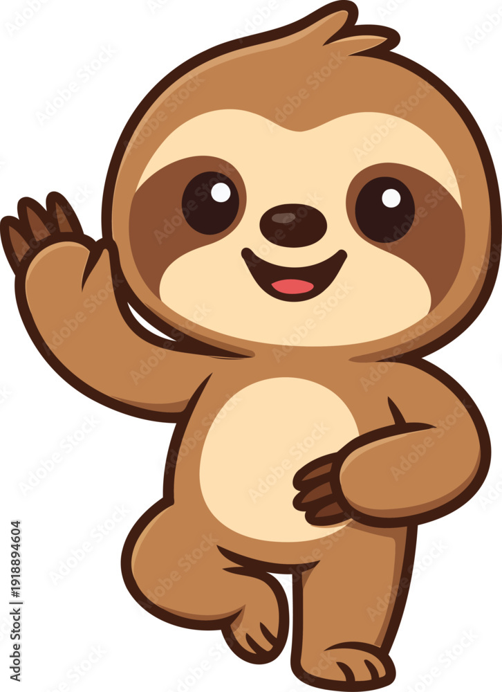 Obraz premium This endearing sloth character embodies relaxation and positivity, perfect for conveying messages of mindfulness, calmness, and happiness in various designs.