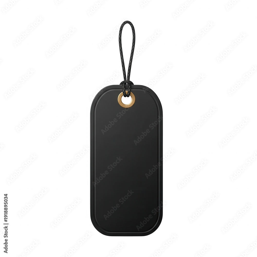 Fototapeta premium Black rectangle tag with gold ring