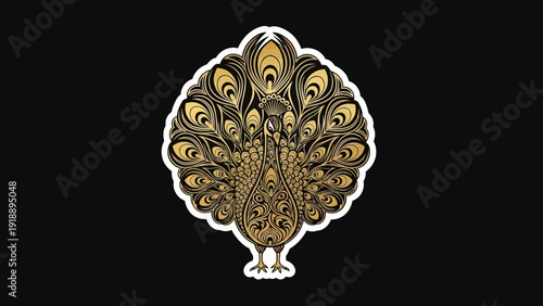 Elegant gold peacock design on black background for decorative or artistic uses