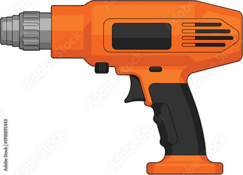 Electric heat gun tool with ergonomic handle, professional hot air device illustration for DIY repair, paint removal, crafting, shrink wrapping, and industrial maintenance use