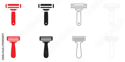 shaving razor icon vector, safety razor for shaving symbol vector, silhouette and line art illustration