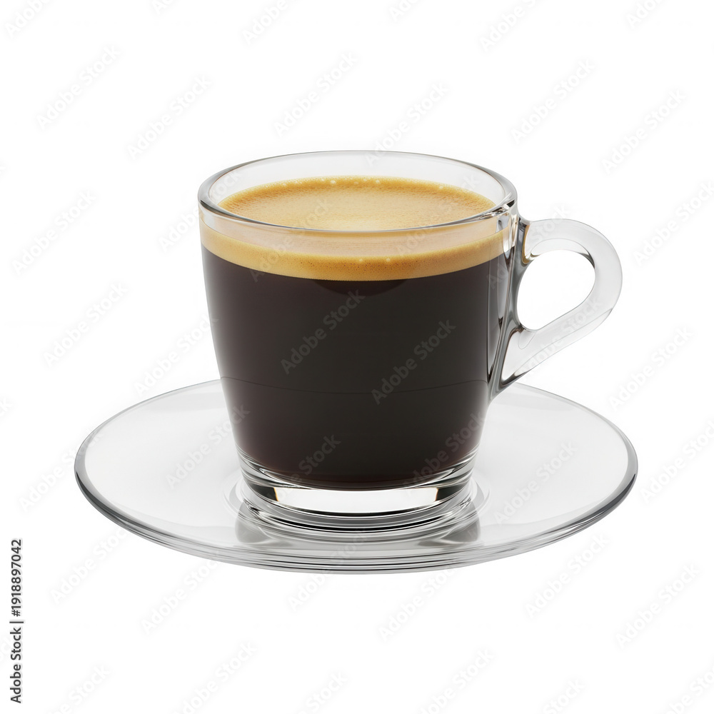 Fototapeta premium Clear glass coffee cup on saucer