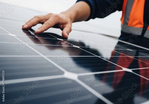 Technician Inspecting Solar Panel