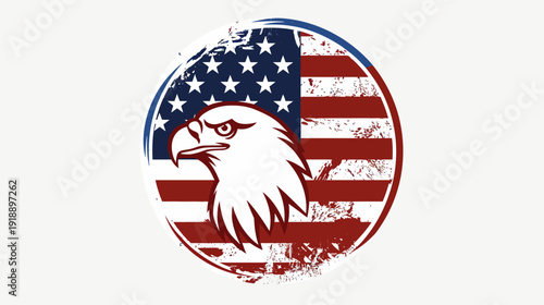 American bald eagle and flag symbol patriotic design for independence day