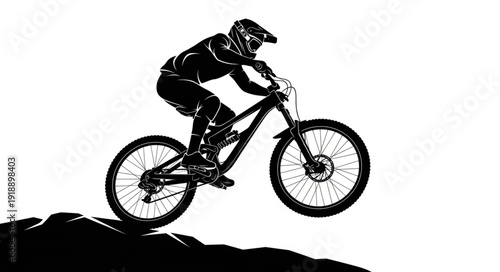 Mountain Biker in Mid Air Jump.