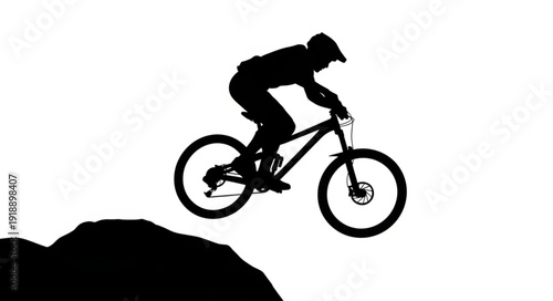 Mountain Biker in Mid Air Jump.