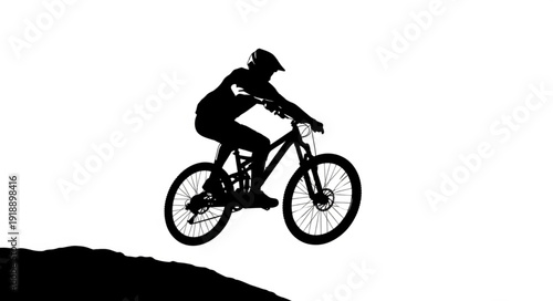 Mountain Biker in Mid Air Jump.