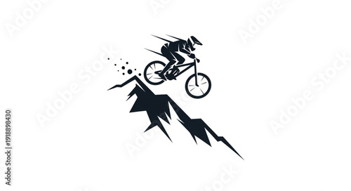 Mountain Biker in Mid Air Jump.