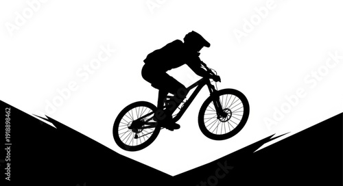 Mountain Biker in Mid Air Jump.