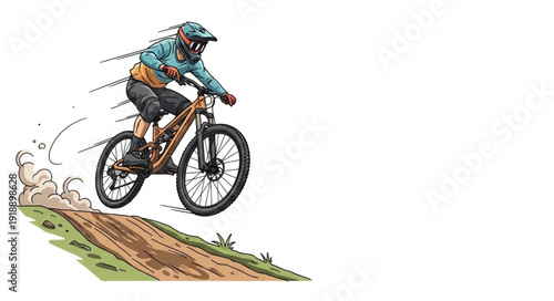 Mountain Biker in Mid Air Jump.
