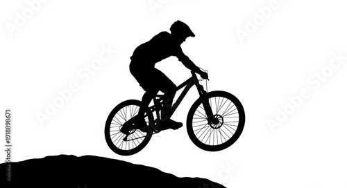 Mountain Biker in Mid Air Jump.