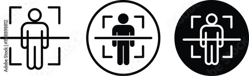 Human body scanning icons set with biometric detection security verification access control and identity recognition flat vector illustration isolated on white background