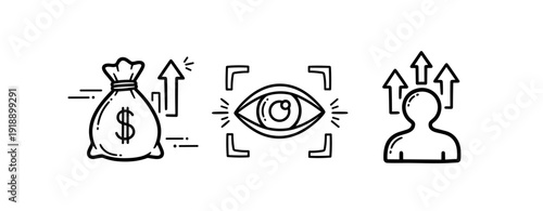 Success icons: growth, vision, and personal development concept