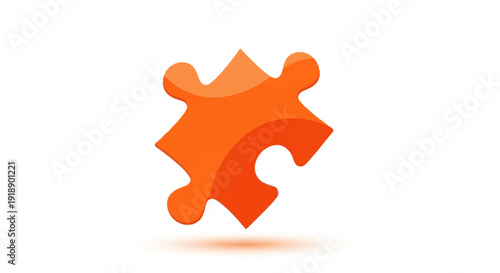 An orange puzzle piece illustration on a white background viewed from directly above