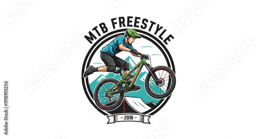 Mountain Biker Performing Freestyle Tricks.