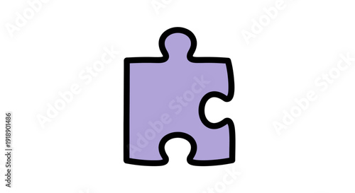 A simple graphic illustration of a purple puzzle piece on a white background via ImageFX
