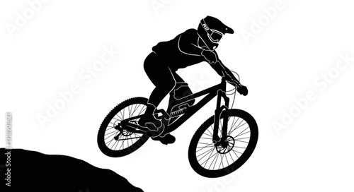 Mountain Biker in Mid Air Jump.