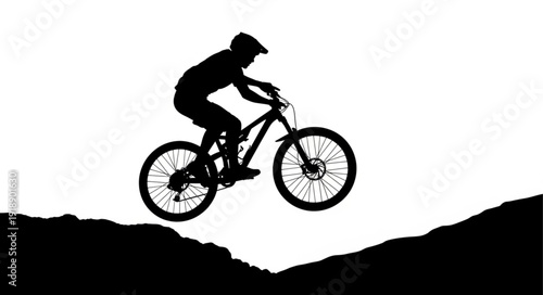 Mountain Biker in Mid Air Jump.
