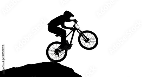 Mountain Biker in Mid Air Jump.
