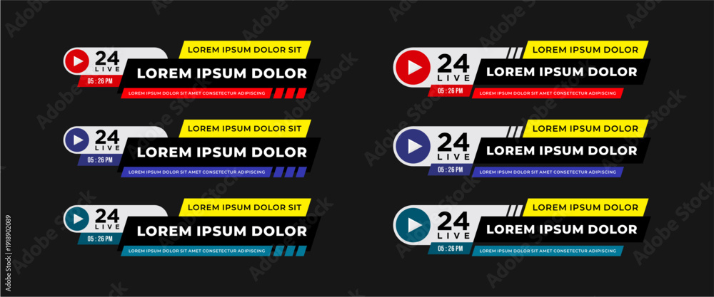Naklejka premium Lower third news report header template in collection of three