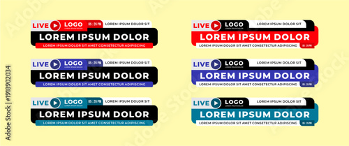 Lower third news report header template in collection of three