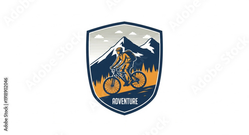 Mountain Biker Logo Emblem Design.