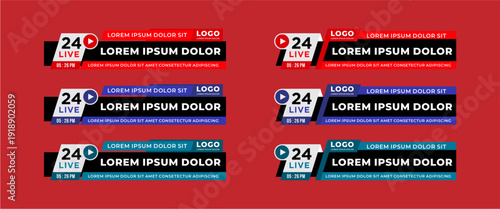 Lower third news report header template in collection of three