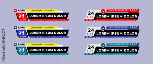 Lower third news report header template in collection of three