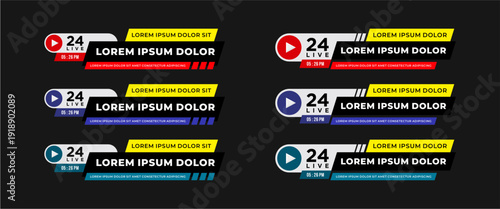 Lower third news report header template in collection of three