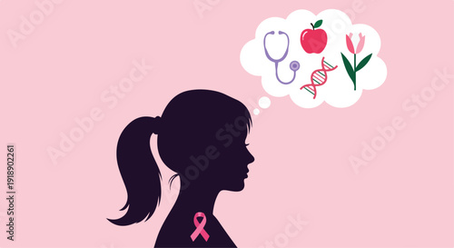Woman Silhouette Thinking About Breast Cancer Awareness and Health